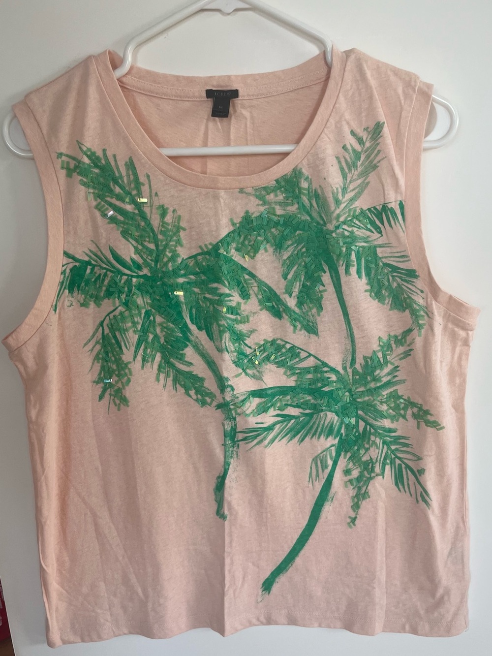 J CREW Embellished tropical t-shirt tank M